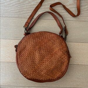 Italian leather woven circle purse